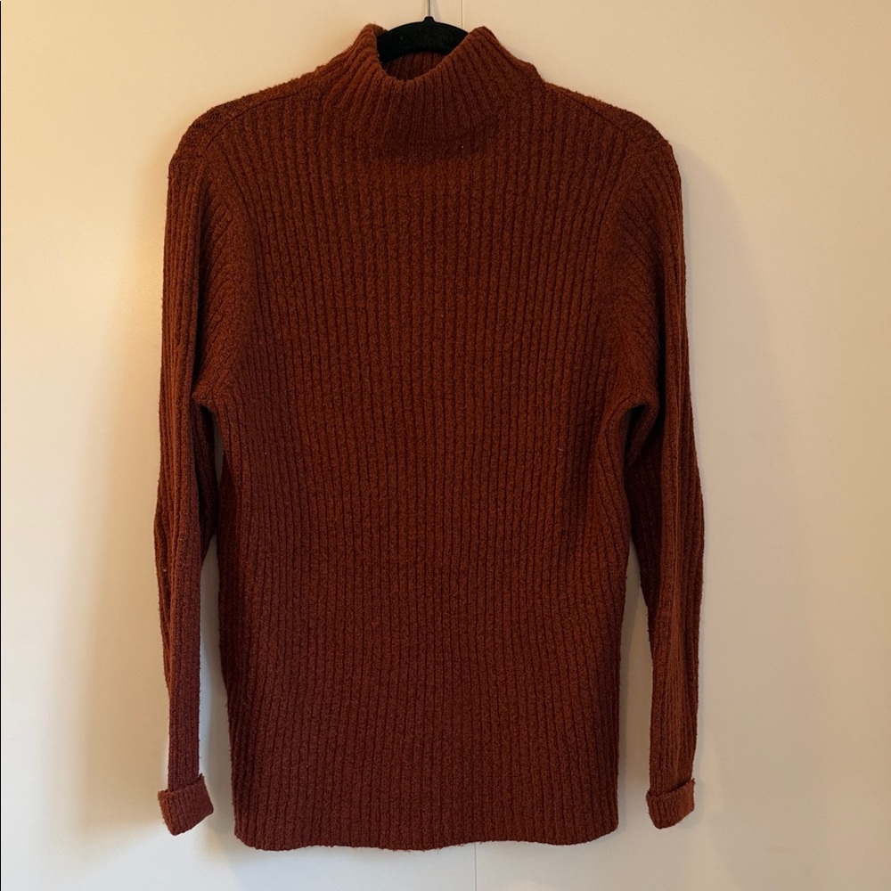 Rust Mock Neck Turtleneck Sweater